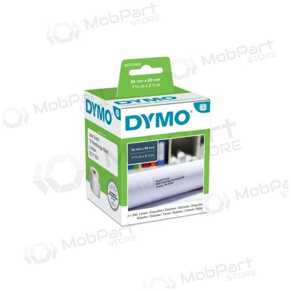 Dymo 99012 (S0722400) Etichette 36 x 89mm, 2 rotoli x 260 etichette, Bianco...