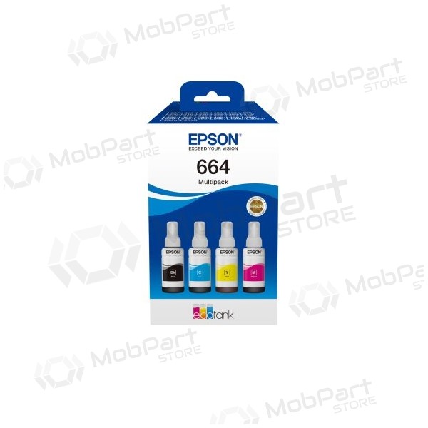 Epson 664 EcoTank (C13T66464A) Kit di ricarica in bottiglia d'inchiostro, CMYK