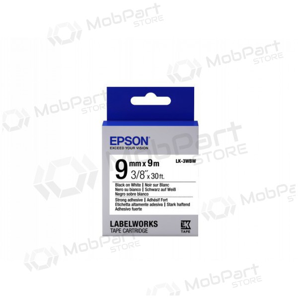 Epson cartuccia per etichette LK-3WBW adesivo forte nero su bianco 9mm (9m)