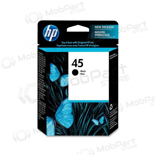 Cartuccia d'inchiostro nera HP No.45 (51645AE) per stampanti inkjet, 930 pagine.
