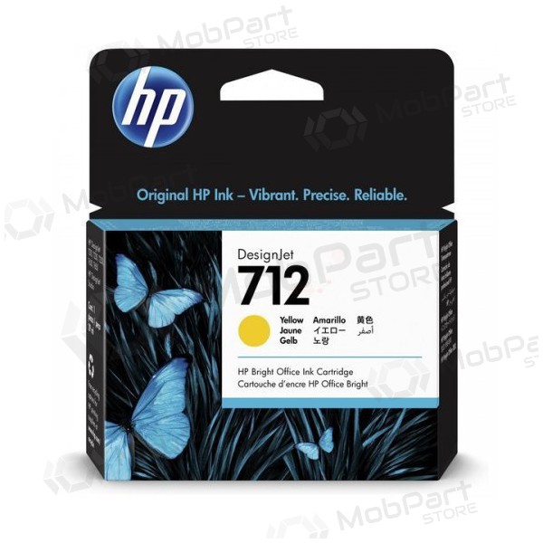 HP No.712 (3ED69A), giallo cartuccia Rašaliniams spausdintuvams, 29ml.
