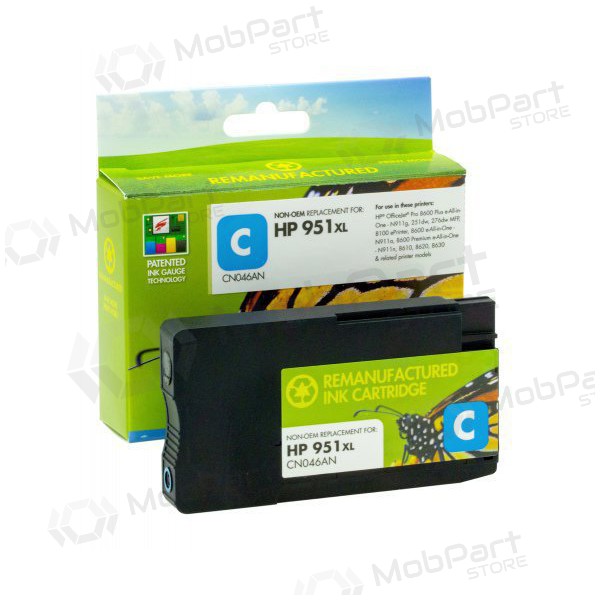 Cartuccia compatibile Static Control HP 951XL (CN046AE) con nuovo chip, ciano, per stampanti a getto d'inchiostro, 1500 pagine.